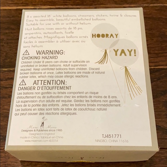 8 Meri Meri Toot Sweet 18” Glitter Balloons Kit - Picture 2 of 2